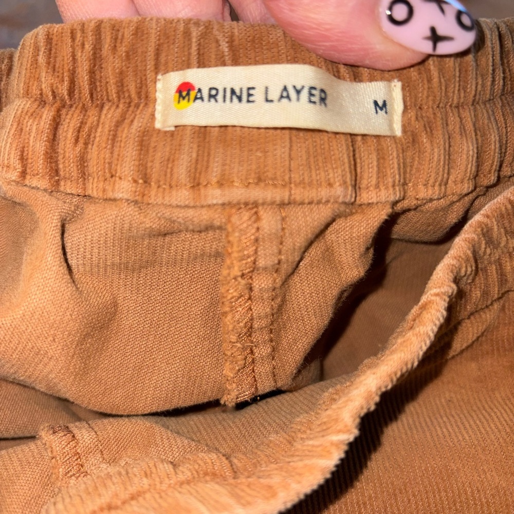 Marine Layer Allison Corduroy Trousers Camel Dolphin Hem Women’s Medium - Picture 4 of 5